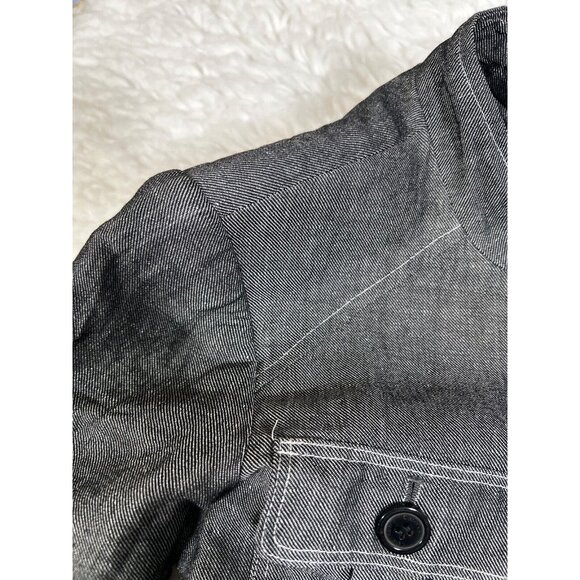 Calvin Klein Womens Safari Jacket Sz 4 Blazer Grey Short Sleeve 4 Pockets Linen - Picture 10 of 11